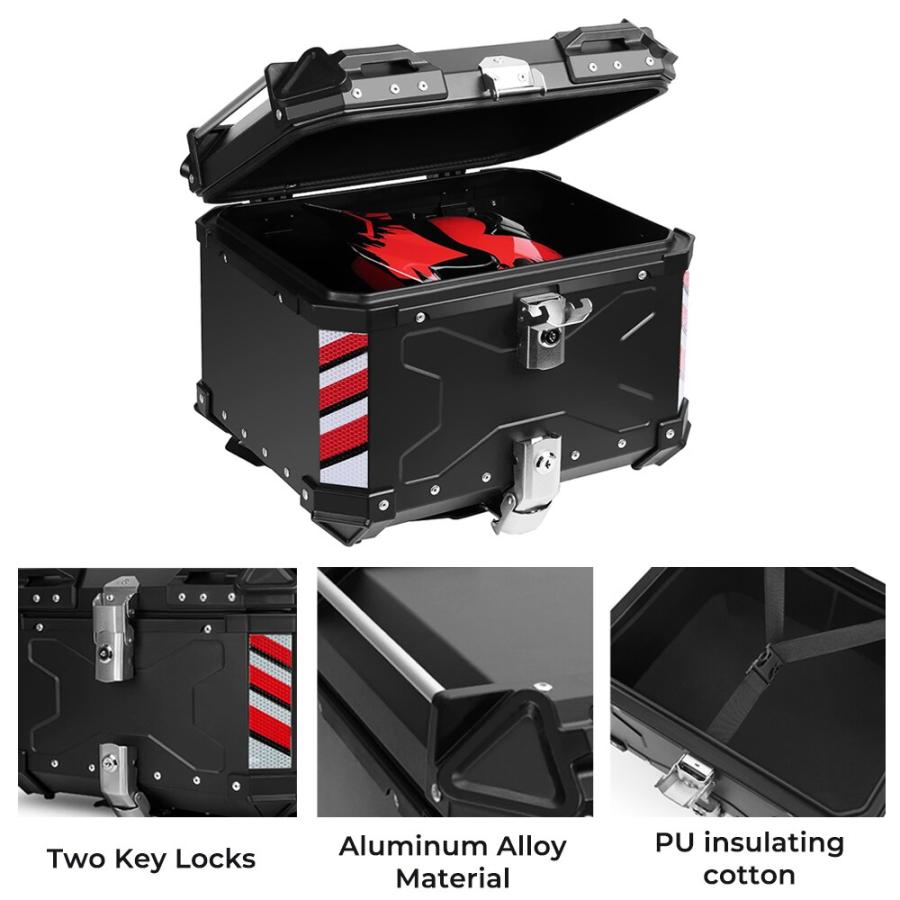 バイク用アルミニウム収納ボックス ラゲッジラック用 トランク用 ヤマハ用 ホンダ用 45L 55L サイズ 機能