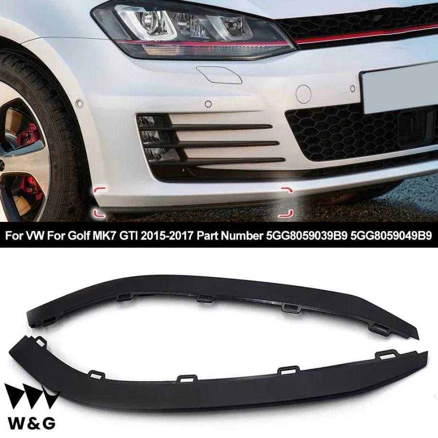 2PCS車フロントバンパーリップアンダースポイラーエアディフレクターバランストリムフォルクスワーゲンVWゴルフMK7 GTI 2015 2016 2017 5GG8059039B9｜calore｜02