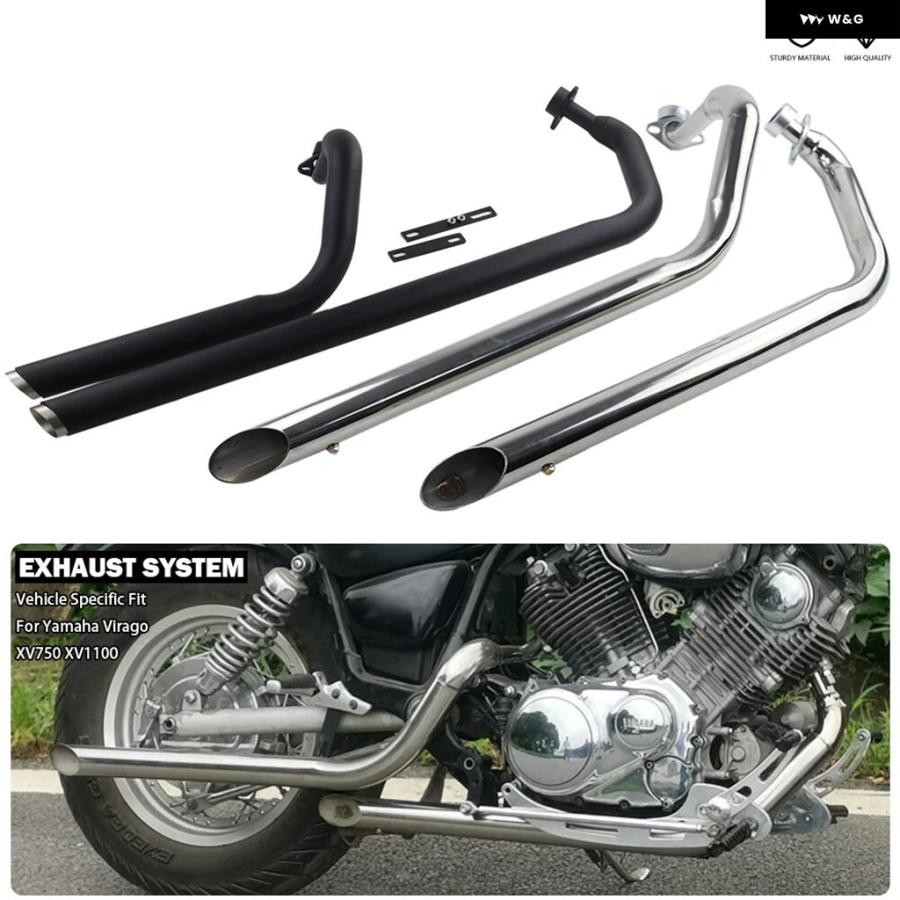 エ*ル様 virago 750, 1100 マフラースラッシュカット ヤマハ オートバイ デュアルエキゾーストフルシステム