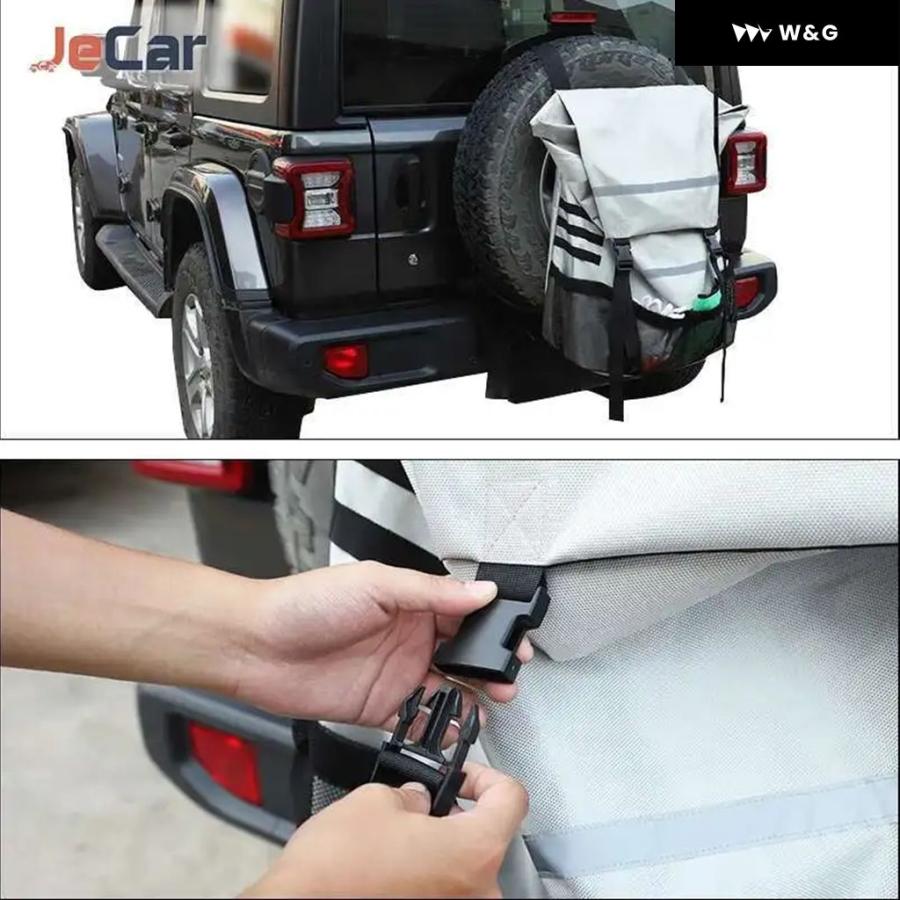 Jeep ラングラー　スペアタイヤカバーとルーフ収納 並行輸入品 車用多機能スペアタイヤ 収納 バッグ 整理整頓 ストラップ