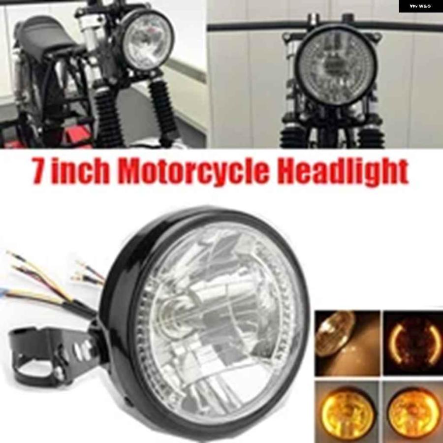 並行輸入品7インチ オートバイ バイク ヘッドライト 7インチ 汎用 12V H4 35W ラウンド オートバイ バイク イエローの画像