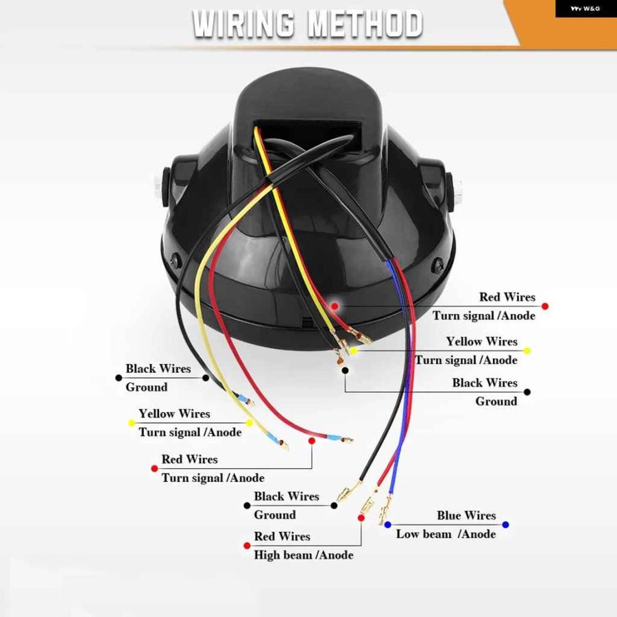 並行輸入品7インチ オートバイ バイク ヘッドライト 7インチ 汎用 12V H4 35W ラウンド オートバイ バイク イエローの画像