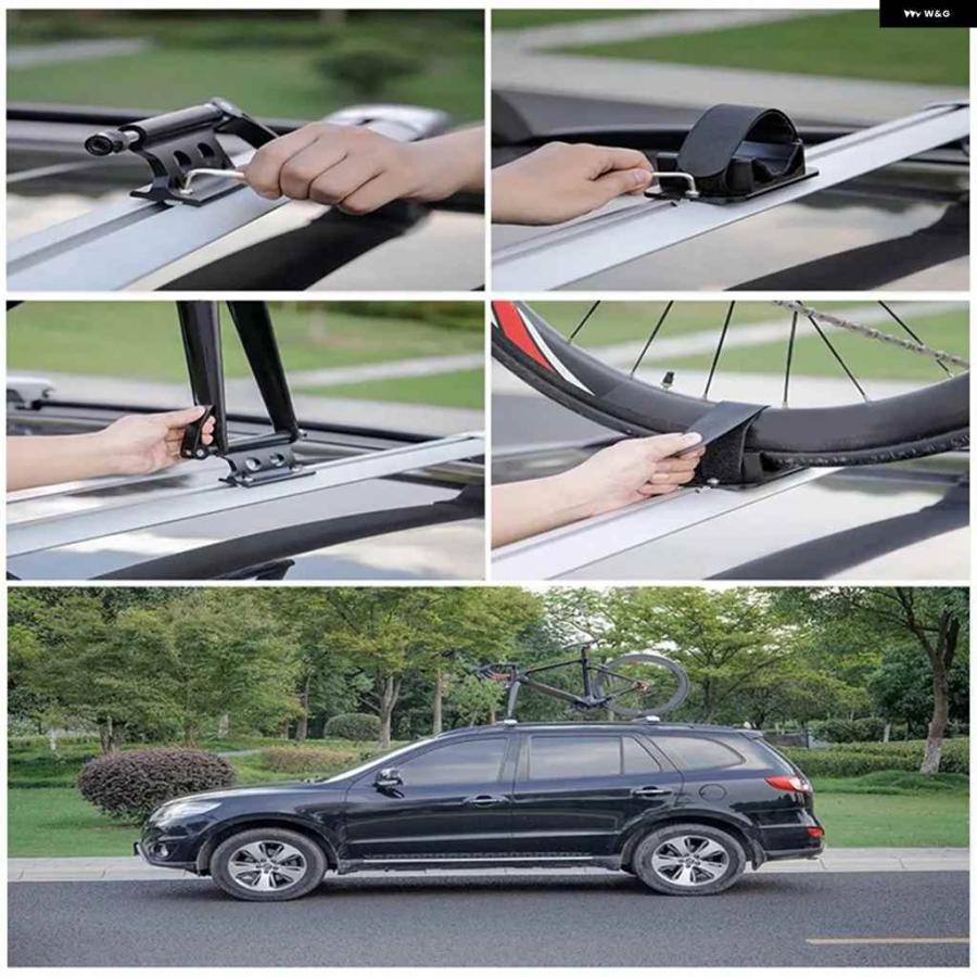 並行輸入品車用自転車ラック ロード MTB ルーフラック クイックリリース自転車取り付け ブラケット 固定クリップ ルーフラックの画像