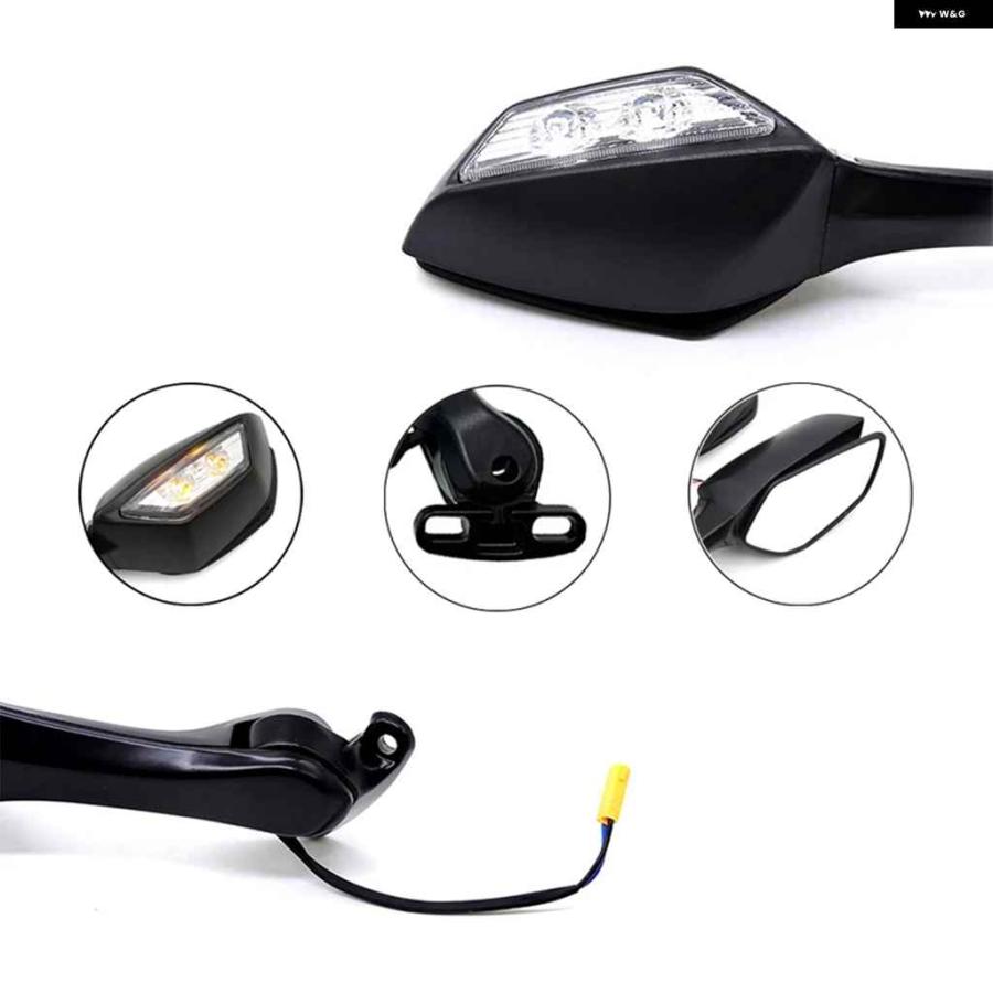 並行輸入品LED ウィンカーライト 付き バックミラー サイドミラー ヤマハ R3 R6 R25 ホンダ R 300R 500Rの画像