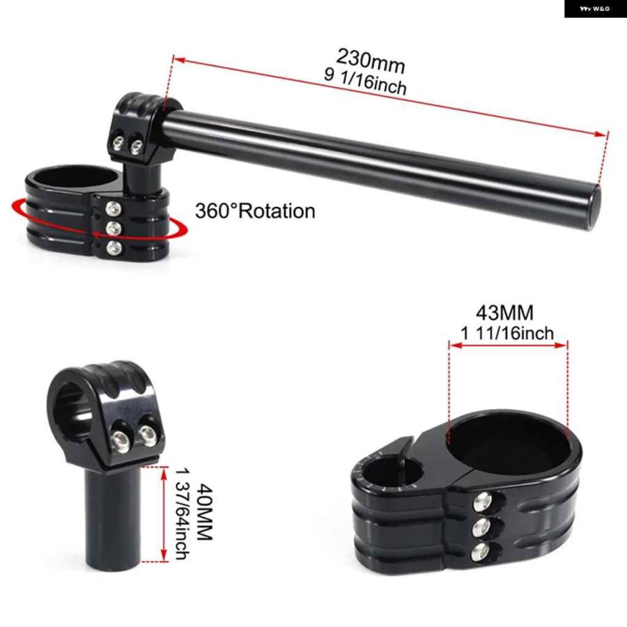並行輸入品43MM オートバイ バイク CNC 調整可能 ハンドルバー クリップオン ヤマハ FZR 1000 EXUP XJRの画像