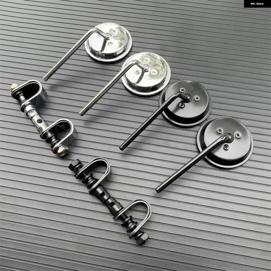 並行輸入品オートバイ バックミラー ステンレス ミラー クラシック レトロ ヴィンテージ ラウンドバックミラー 22MM-25MM 凸型クリップの画像