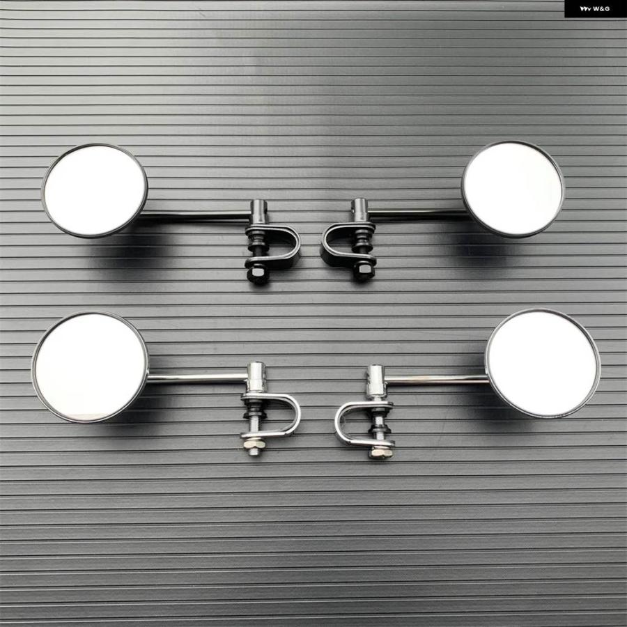 並行輸入品オートバイ バックミラー ステンレス ミラー クラシック レトロ ヴィンテージ ラウンドバックミラー 22MM-25MM 凸型クリップの画像