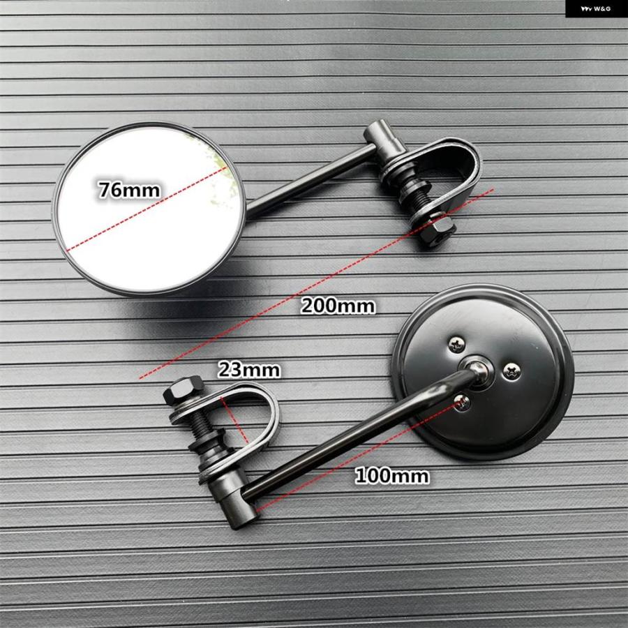 並行輸入品オートバイ バックミラー ステンレス ミラー クラシック レトロ ヴィンテージ ラウンドバックミラー 22MM-25MM 凸型クリップの画像