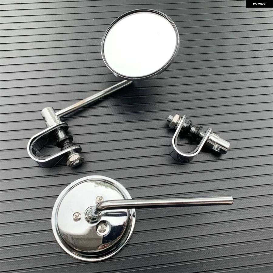 並行輸入品オートバイ バックミラー ステンレス ミラー クラシック レトロ ヴィンテージ ラウンドバックミラー 22MM-25MM 凸型クリップの画像