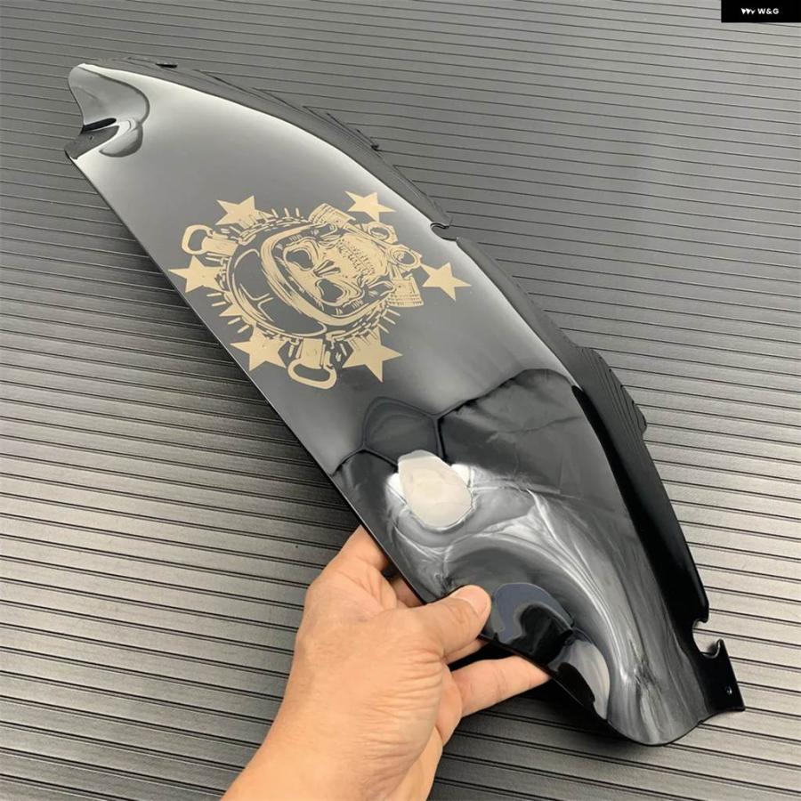 並行輸入品オートバイ 6インチ ブラック スカル ウィンドシールド フェアリング ウィンドスクリーン ハーレー エレクトラ ストリート グライド FLHX ツの画像