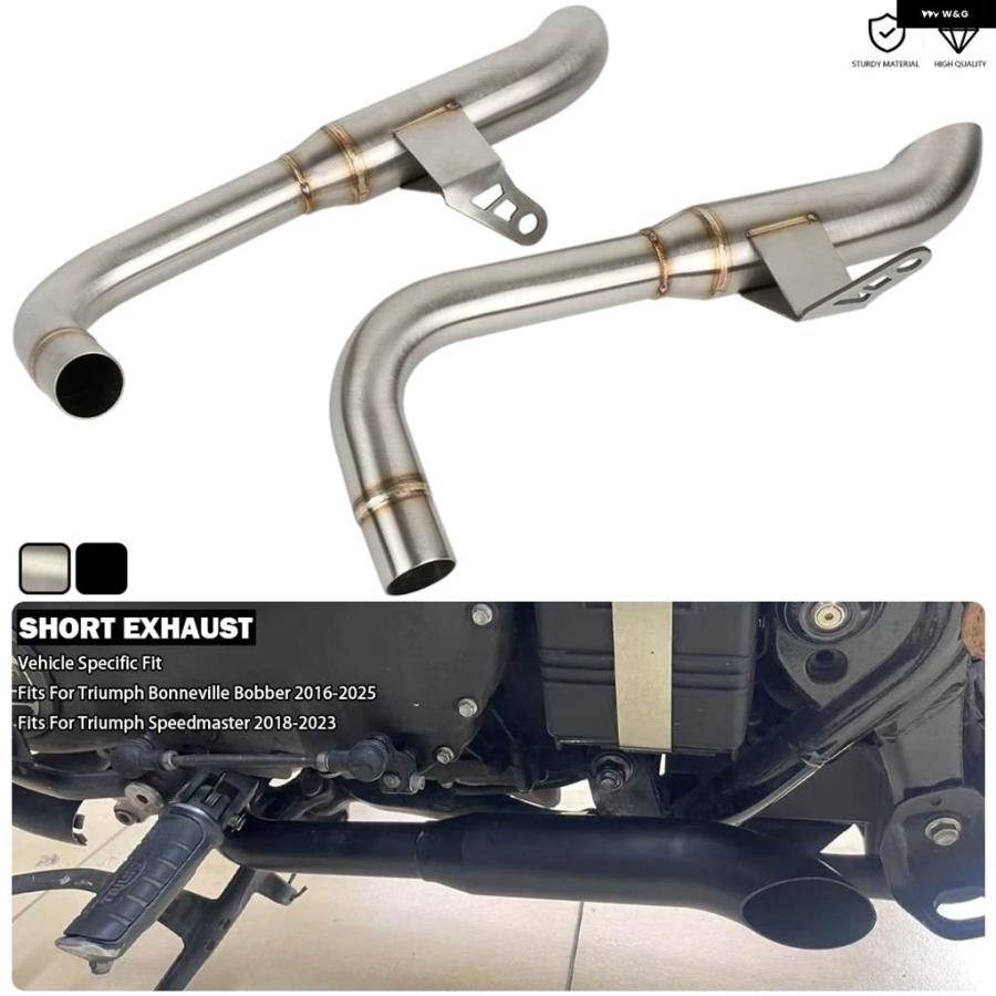 並行輸入品バイク エキゾースト システム ショート GP マフラー - ブラック/シルバー トライアンフ BONNEVILLE 2016-2025 SPEEDMASTER 2018-2023_3