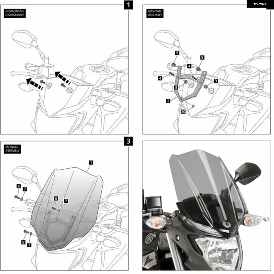 並行輸入品オートバイ ウィンドスクリーン スクリーンシールド ウィンドデフレクター ブラケット ヤマハ FZ25 MT-25 FZ03 MT-03 2015 - 19_6