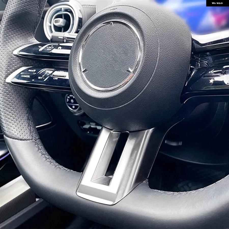 並行輸入品車用ブラック ステアリングホイール カバー トリム フレーム メルセデス ベンツ CES クラス W206 W213 W223 AMG スタイル 2021-2022 交換用_5