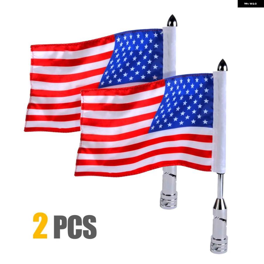 並行輸入品2個 オートバイ 折りたたみ 式 90° フラッグポール マウント アメリカ国旗キット 付き1/2インチ キャリア ハーレー ロード キング ホンダ ゴ_2