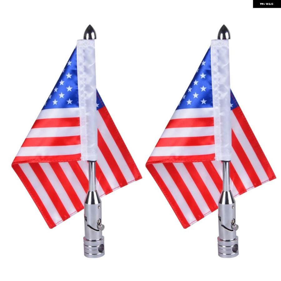 並行輸入品2個 オートバイ 折りたたみ 式 90° フラッグポール マウント アメリカ国旗キット 付き1/2インチ キャリア ハーレー ロード キング ホンダ ゴ_3