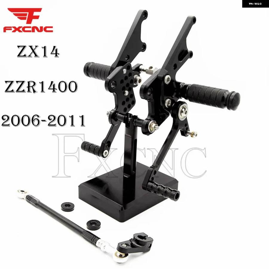 並行輸入品カワサキ ZX14 /ZZR1400 2006-2011 オートバイ フットレスト リアセット フットペグ CNC アルミ ペダル フットペグ リアセット