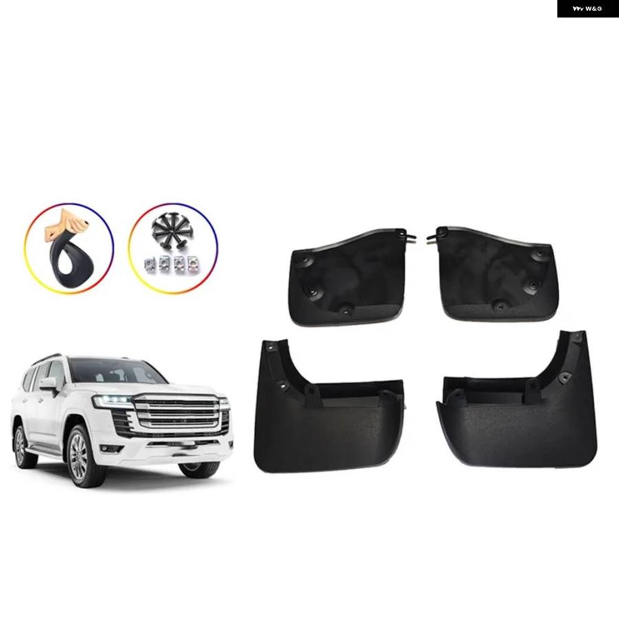 並行輸入品トヨタ ランドクルーザー LC300 2002-2025 対応車用 マッドガードセット - 4点 マッドフェンダー スプラッシュガード 取り付けパーツ_6