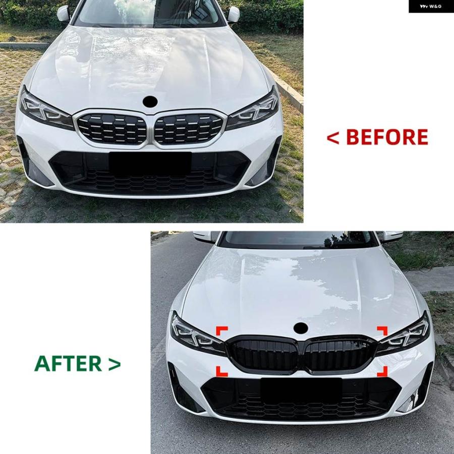 並行輸入品BMW 3シリーズ G20 G21 G28 LCI 2023 ブラック シングルライン スタイル フロント グリル キッ_2