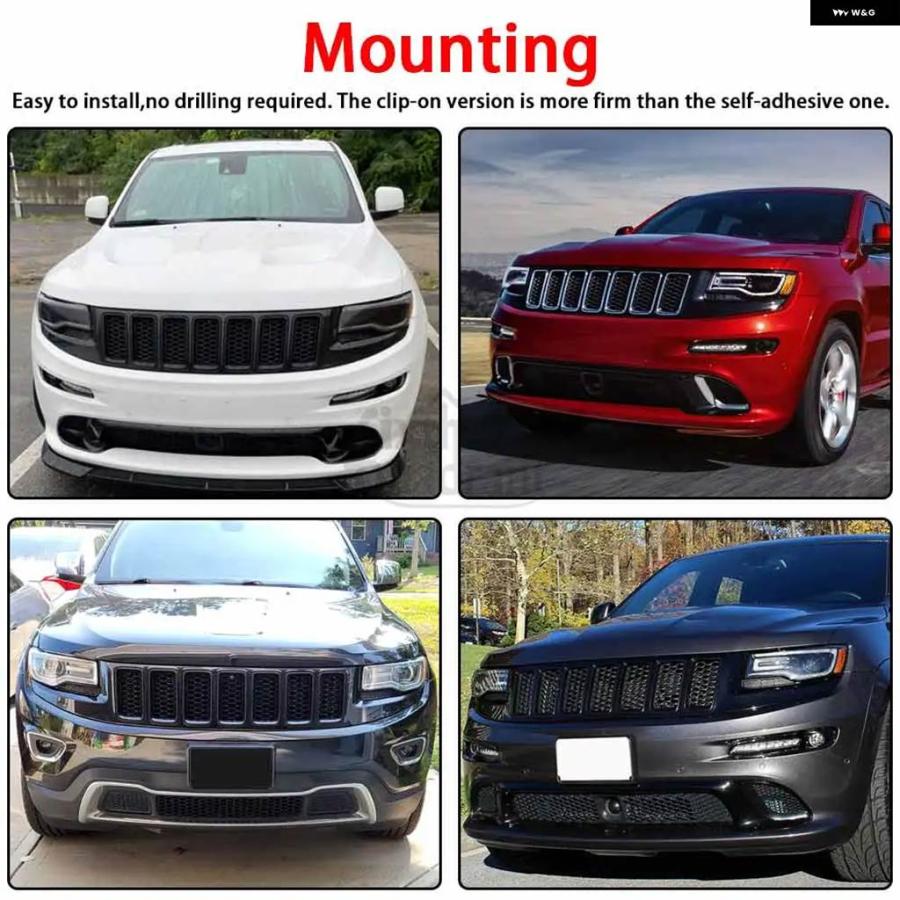 並行輸入品フロント グリル 7個 車用 ジープ グランド チェロキー 2014 2015 2016 挿入リング トリム カバー A_8