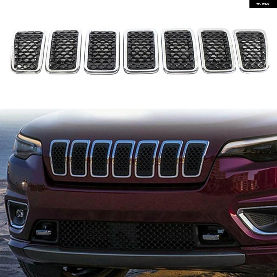 並行輸入品 7個 ABSメッシュ フロント グリル インサート グリル カバー トリム 6AZ88DX8AB ジープ チェロキー 2019 - 22の画像