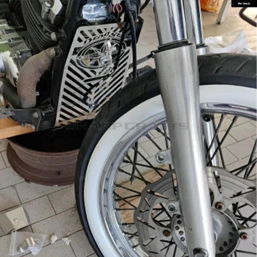 並行輸入品 ヤマハ ドラッグスター V-STAR 650 XVS650 クラシック / 1998-2017 オートバイ パーツ スカルフレイム ラジエーター グリル カバー_7