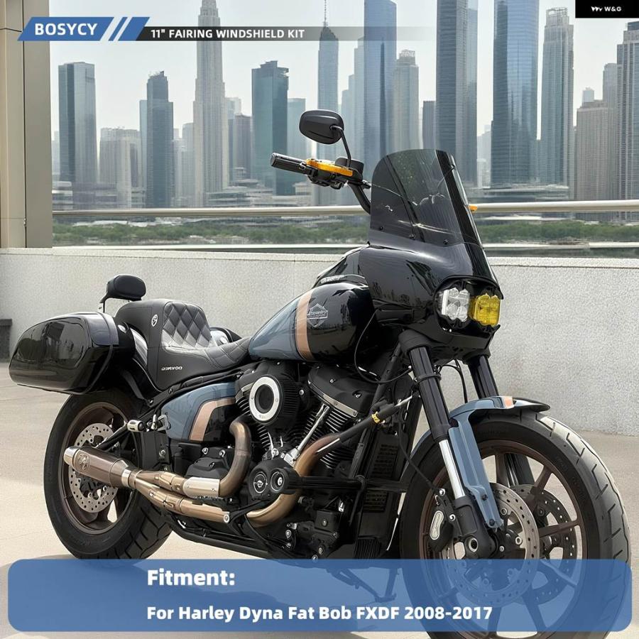 並行輸入品 ファットボブ フェアリング ウインドシールド キット ハーレー ダイナ ファットボブ FXDF 2008-2017 デュアル ヘッドライト フェアリング_7