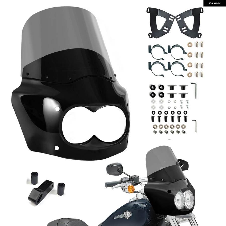並行輸入品 ファットボブ フェアリング ウインドシールド キット ハーレー ダイナ ファットボブ FXDF 2008-2017 デュアル ヘッドライト フェアリング_11