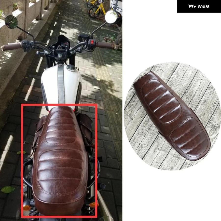 並行輸入品 1セット ブラック バイク カフェレーサー シート カスタム ヴィンテージ サドル フラットパン レトロシート ホンダ_3