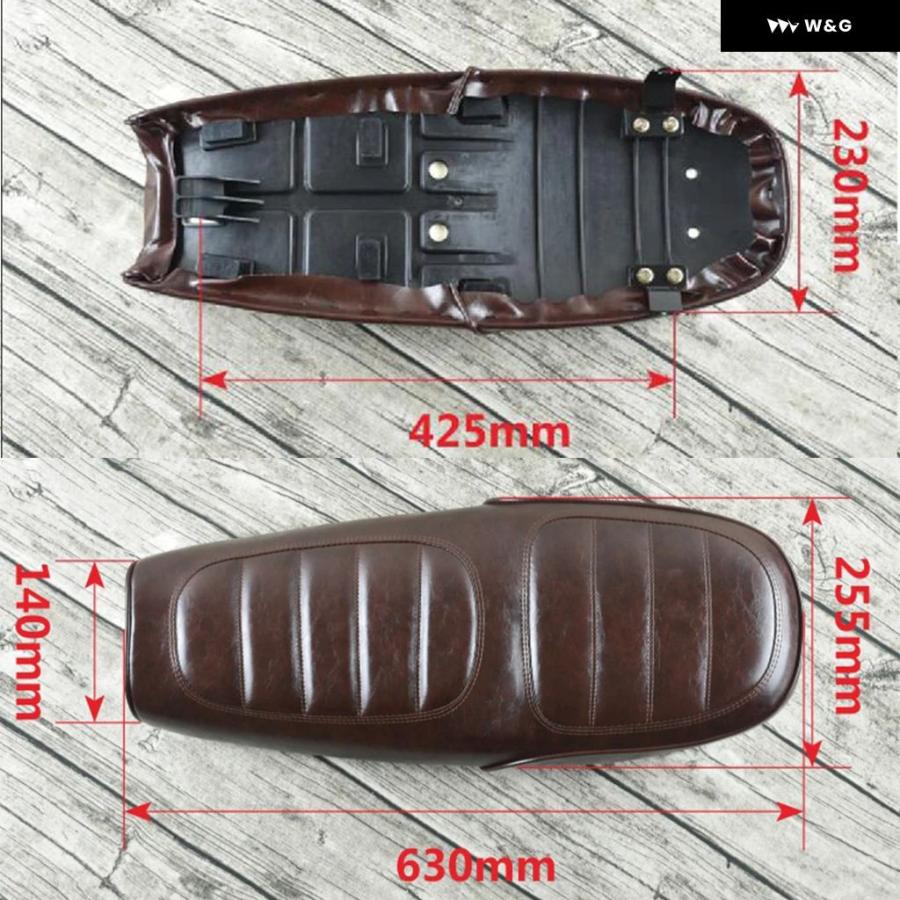 並行輸入品 1セット ブラック バイク カフェレーサー シート カスタム ヴィンテージ サドル フラットパン レトロシート ホンダ_5