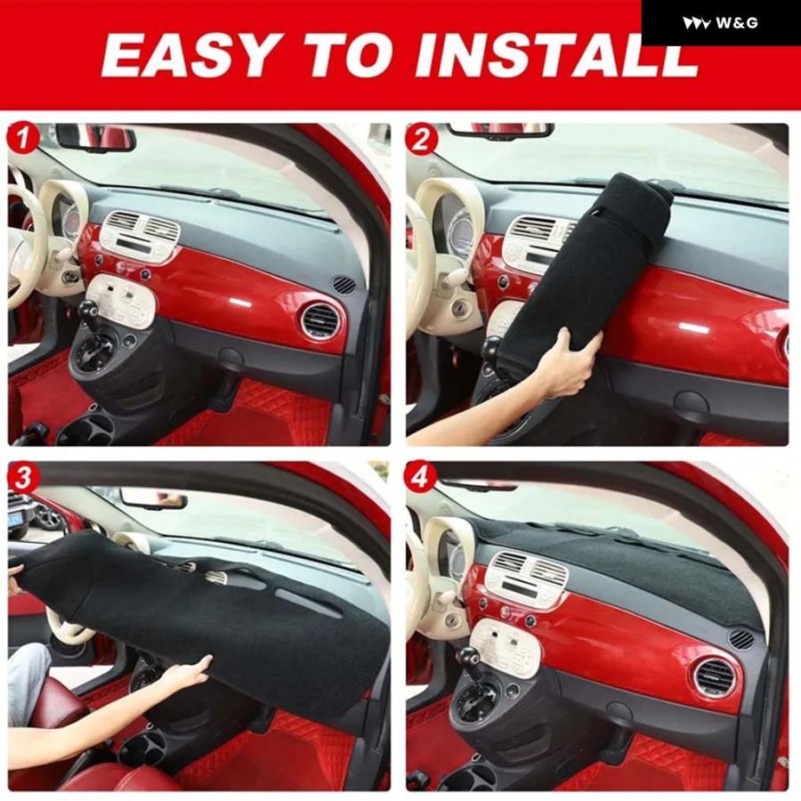 並行輸入品 フィアット 500 2008-2023 アバルト 595 2012-21-2023 フランネルダッシュマットサンシェー | ブランド登録なし