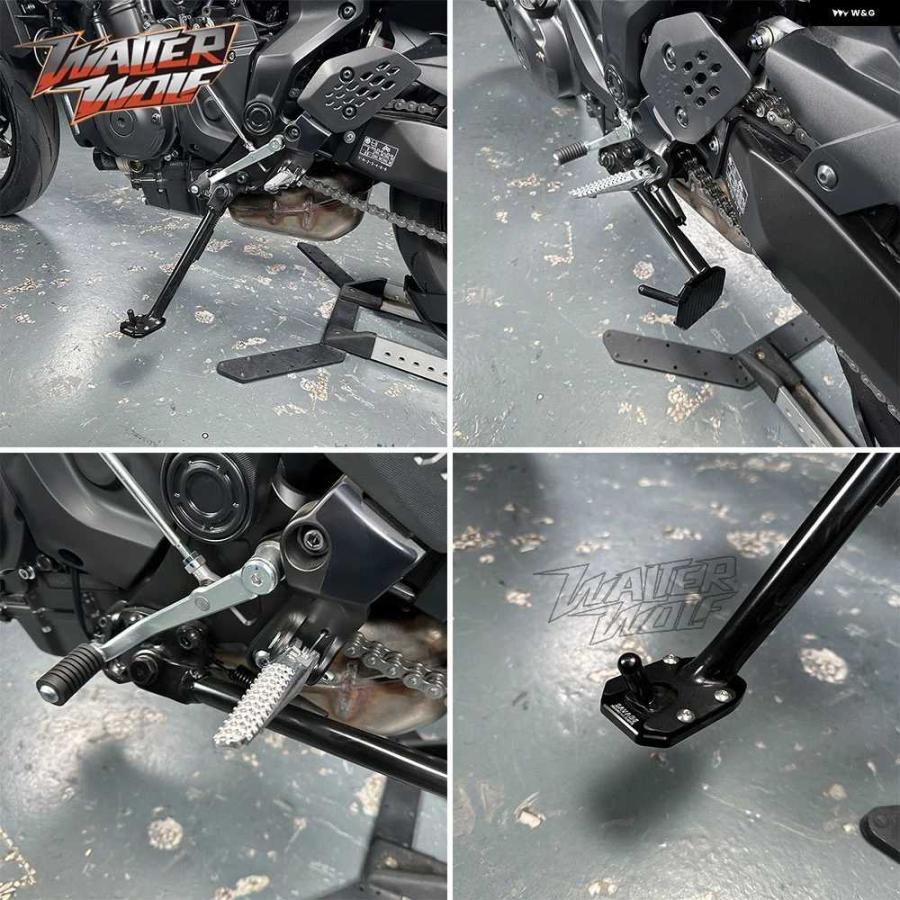 並行輸入品2025 MT-07 キック スタンド 延長 パッド フロントライダー フットレスト フットペグ ヤマハ MT07 Y-AMT フットペダル サイド スタンド_6
