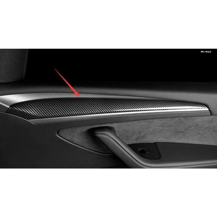 並行輸入品カーボンインナードア パネル ステッカー カバー ストリップ トリム ハンドルサイド アームレスト ボードTESLA MODEL 3 2021-2023 MODEL Y_4
