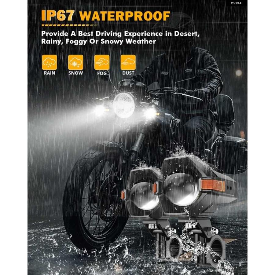 並行輸入品3インチ バイク LEDスポットライト バイLEDプロジェクターレンズ ヘッドライト 120W デュアルカラー スイッチバックLED作業灯 35ライトモード_5