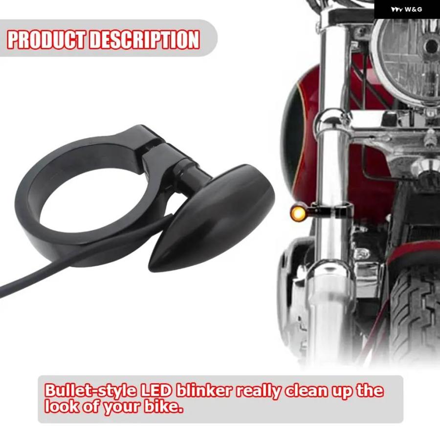 並行輸入品オートバイ LEDミニウィンカーライト 41MM フロント フォーク チューブ ウィンカーフラッシャー ブリンカー インジケーター モーターフロントの画像
