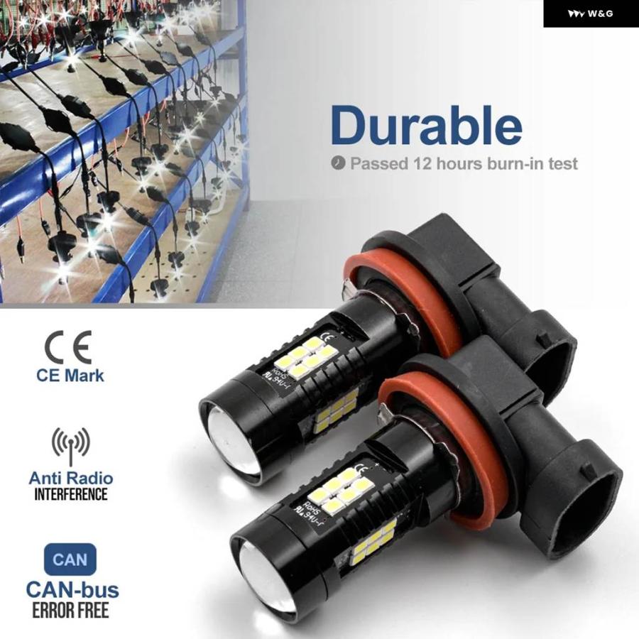 並行輸入品4個ホワイト CANバス H16 H11 LED フォグランプ コーナリングライト 2013 2014 2015-2017 シュコダ オクタビア III RS/VRS モデル専用の画像