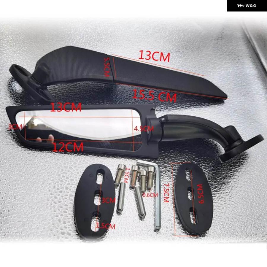 並行輸入品カスタム バイク ミラー 調整可能 回転式 リアビュー ウィング サイドミラー ホンダ CBR650F BMW S1000RRの画像