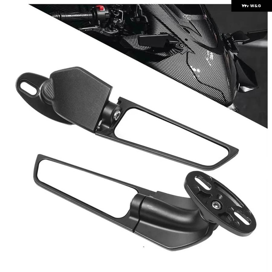 並行輸入品カスタム バイク ミラー 調整可能 回転式 リアビュー ウィング サイドミラー ホンダ CBR650F BMW S1000RRの画像