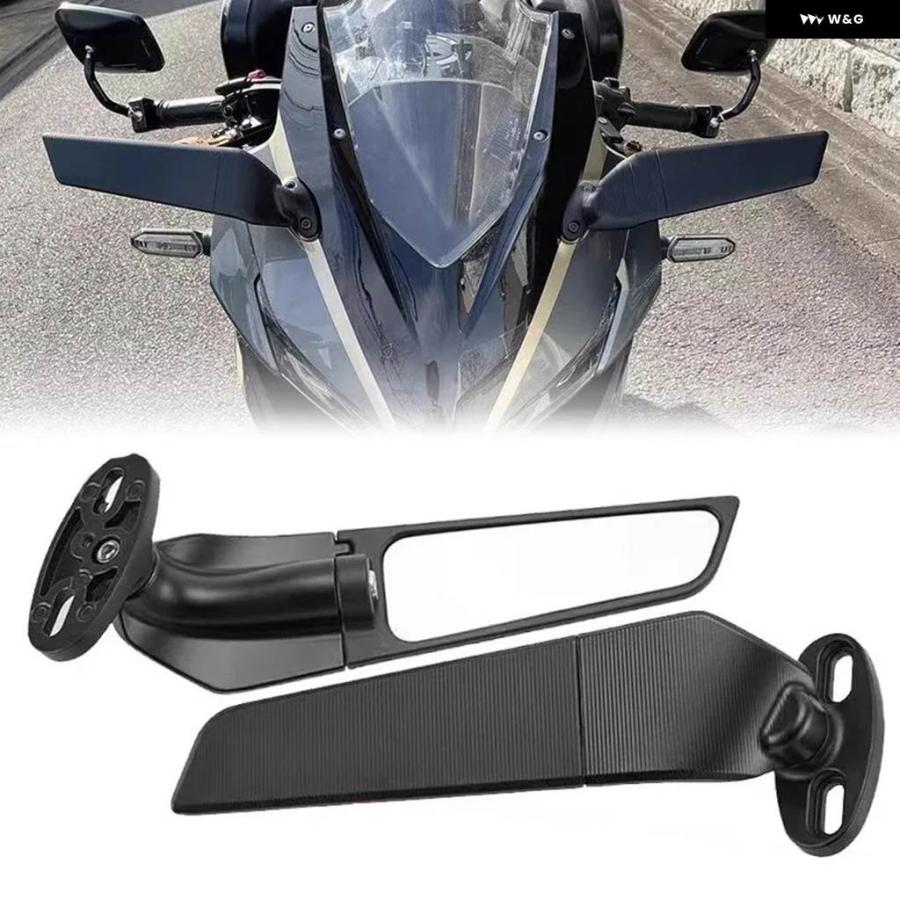 並行輸入品カスタム バイク ミラー 調整可能 回転式 リアビュー ウィング サイドミラー ホンダ CBR650F BMW S1000RRの画像