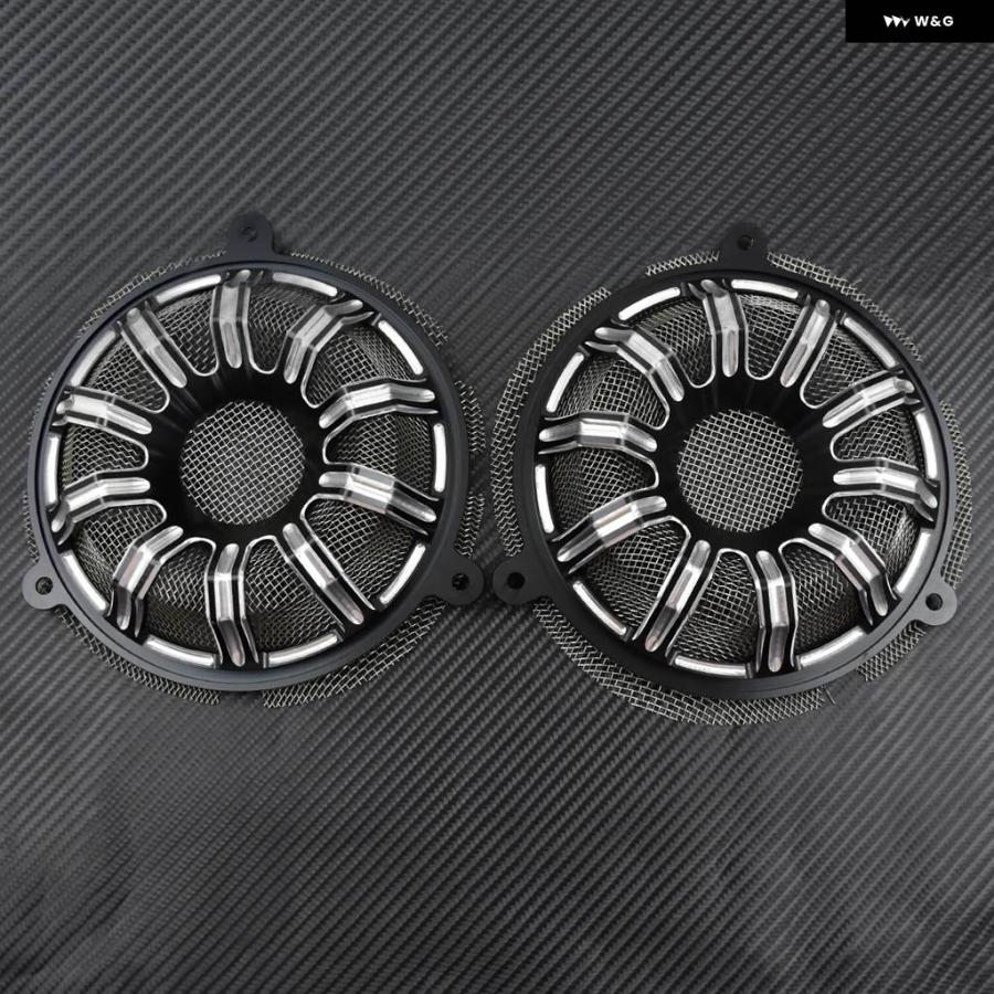 並行輸入品2PCS フロント スピーカー グリル カバー オートバイ アルミ製 6インチ スピーカー キャップ グリル 付き ハー_7