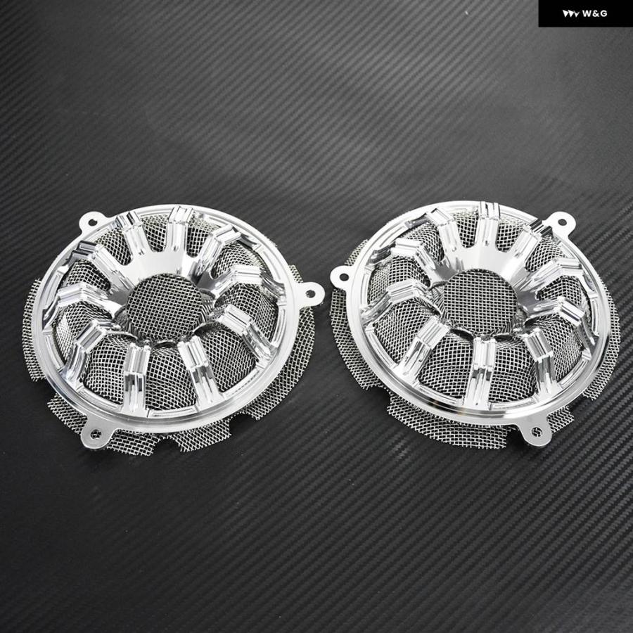 並行輸入品2PCS フロント スピーカー グリル カバー オートバイ アルミ製 6インチ スピーカー キャップ グリル 付き ハー_8