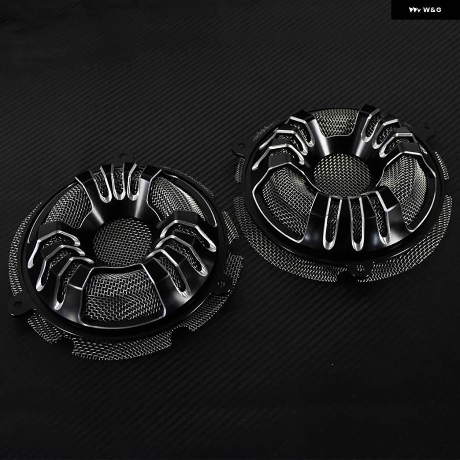 並行輸入品2PCS フロント スピーカー グリル カバー オートバイ アルミ製 6インチ スピーカー キャップ グリル 付き ハー_9