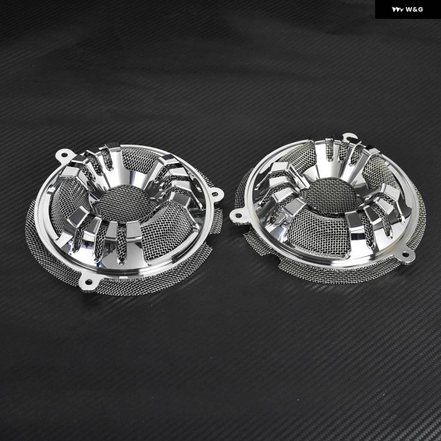 並行輸入品2PCS フロント スピーカー グリル カバー オートバイ アルミ製 6インチ スピーカー キャップ グリル 付き ハー_10