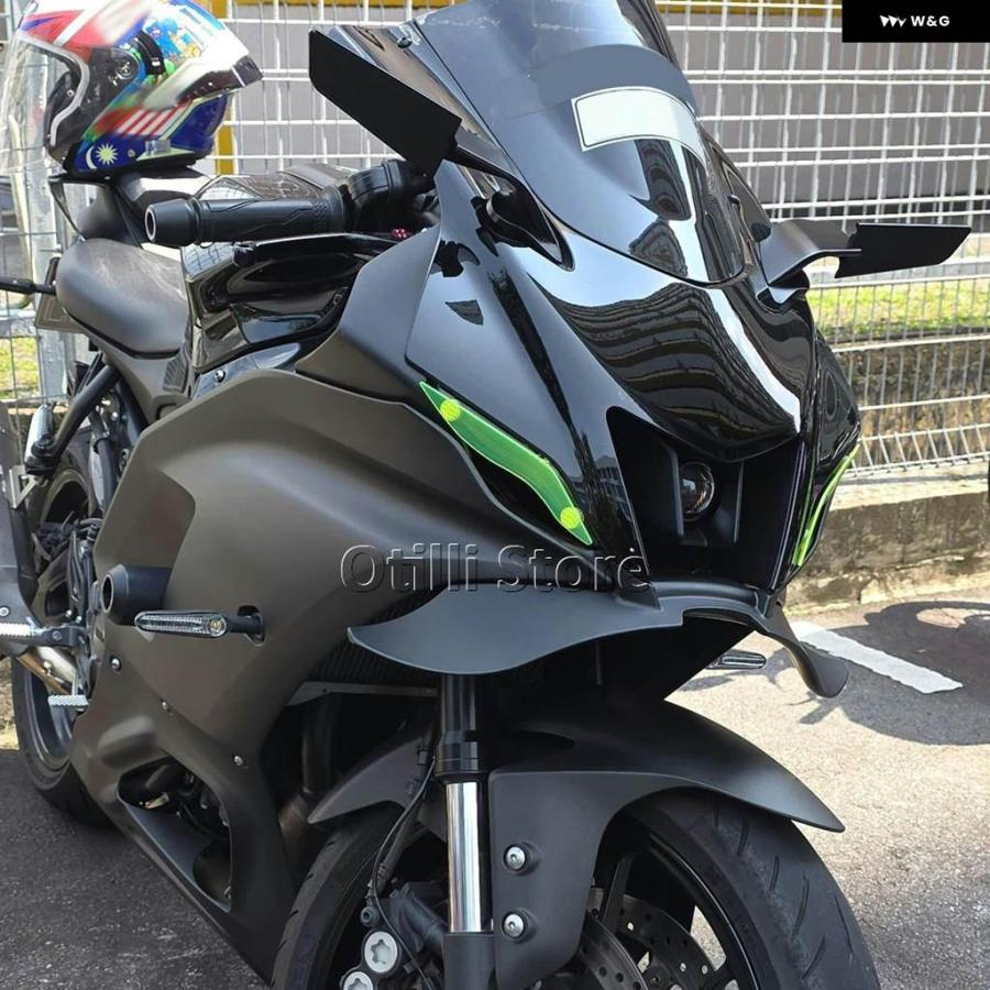 並行輸入品ヤマハ YZF R7 YZF-R7 YZFR7 バイク ブラック ダウンフォース ネイキッド フロントスポイラー ウィングレット エアロダイナミック ウィングの画像