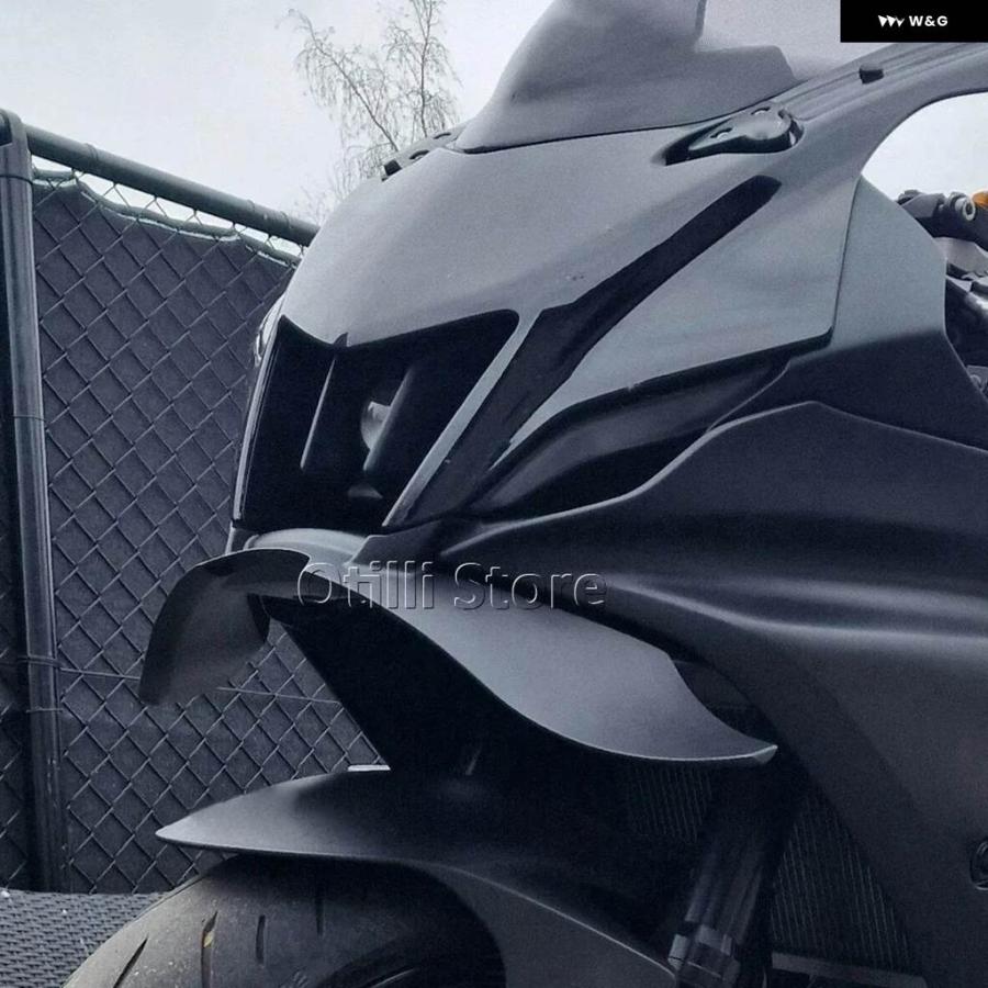 並行輸入品ヤマハ YZF-R7 YZF R7 YZFR7 2025 オートバイ ブラック ダウンフォース ネイキッド フロントスポイラー フロントスポイラー キット ウィングの画像