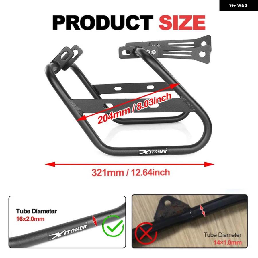並行輸入品ヤマハ XV950 / R-SPEC 2014 - 16-2024 バイク サイドラック サドルバッグ サポート バー 取り付け ブラケット パニアラックの画像