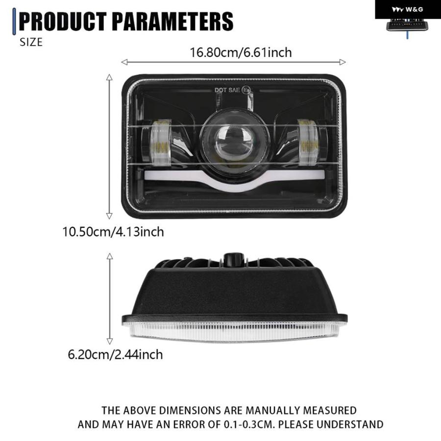 並行輸入品4X6インチ LED ヘッドライト ホワイト HALO DRL H4656 H4651 H4652 ヘッドランプ ホンダの画像