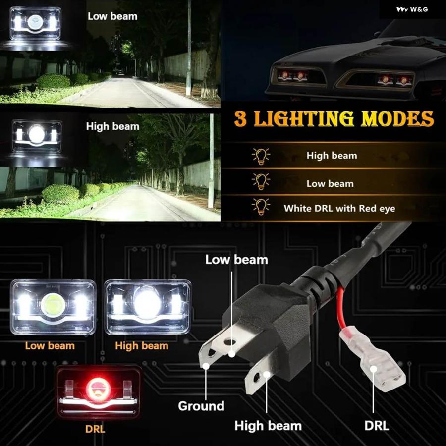 並行輸入品4X6インチ LED ヘッドライト ホワイト HALO DRL H4656 H4651 H4652 ヘッドランプ ホンダの画像
