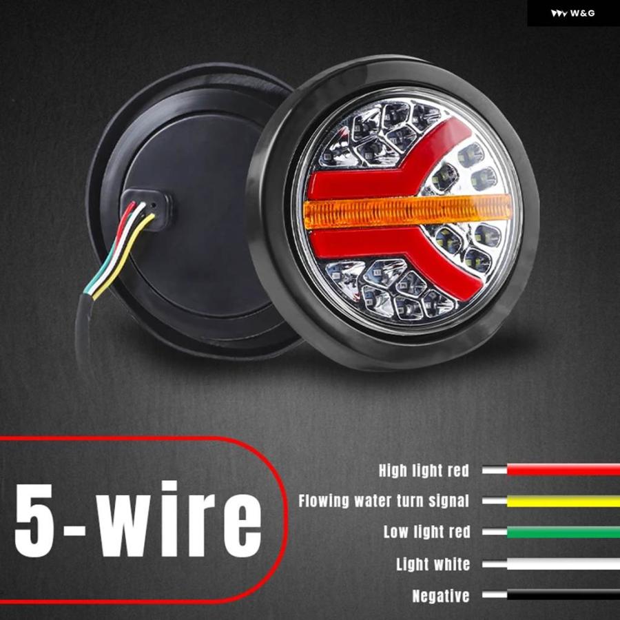 並行輸入品4インチ ラウンド LED テールライト アンバー レッド テールライト 12V 24V 車ストップブレーキ DRL ラの画像
