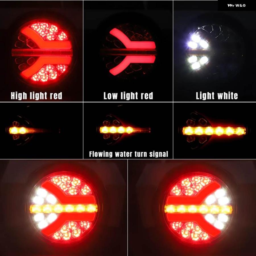 並行輸入品4インチ ラウンド LED テールライト アンバー レッド テールライト 12V 24V 車ストップブレーキ DRL ラの画像