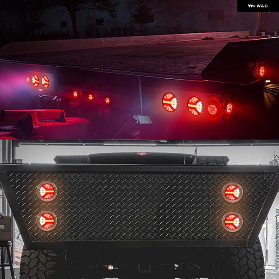 並行輸入品4IN1 ラウンド LED テールライト トラック リアストップ ブレーキランプ ダイナミックウィンカー リバースランプの画像